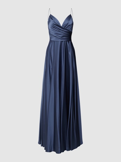 Unique Abendkleid in Wickel-Optik Rauchblau 2