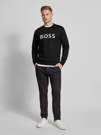 BOSS Sweatshirt mit Label-Stitching Modell 'Soleri' Black 1