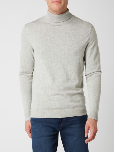 SELECTED HOMME Rollkragenpullover mit Seide-Anteil Hellgrau Melange 4