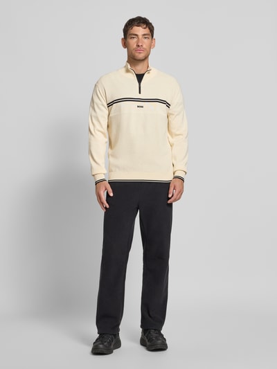 BOSS Green Regular Fit Troyer aus Baumwoll-Mix Modell 'ZONE' Offwhite 1