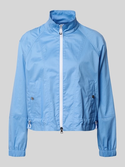 Produktfoto, Regular Fit Jacke mit Stehkragen van Marc Cain in lichtblau, katoenmix, steekzakken met drukknoopsluiting, tweewegritssluiting, tunnelkoord in band, elastische mouwboorden, ruglengte maat 36: 54 cm, schouderbreedte: 40 cm, borstwijdte: 60 cm, mouwlengte: 72 cm
