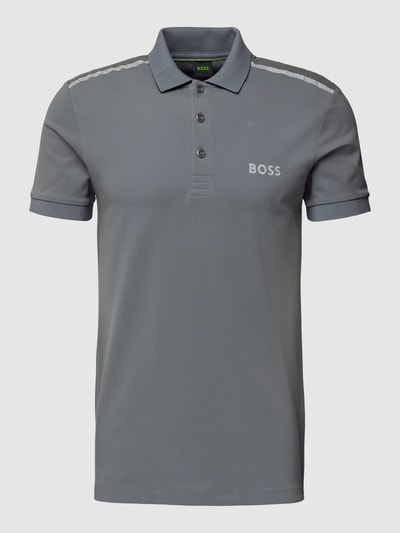 BOSS Green Poloshirt met labelprint, model 'Paule Mirror' Antraciet - 2