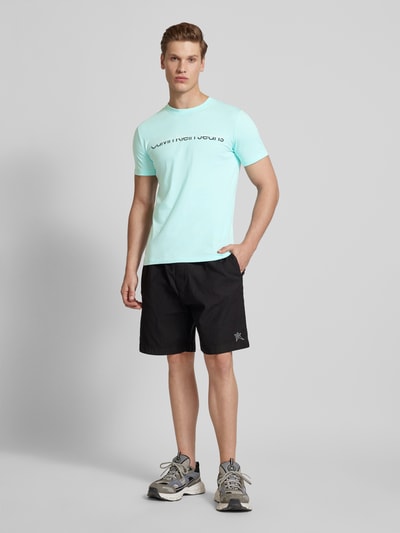 Calvin Klein Jeans T-shirt met labelprint, model 'MIXED INSTITUTIONAL' Aquablauw - 1