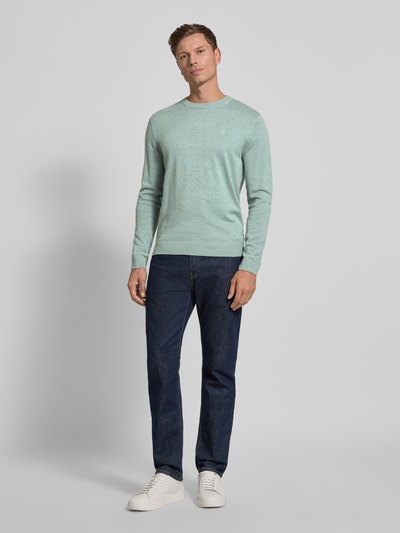 Tom Tailor Regular Fit Strickpullover aus reiner Baumwolle Mint Melange 1