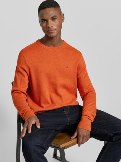 Tommy Hilfiger Sweter z dzianiny o kroju regular fit z mieszanki bawełny i kaszmiru Pomarańczowy 3