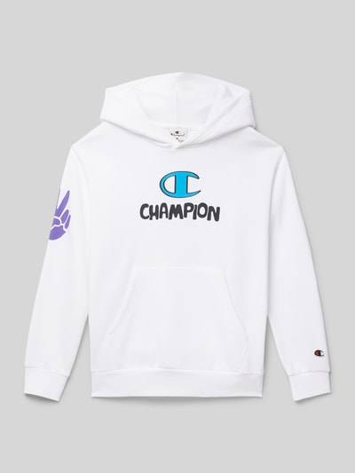 CHAMPION Hoodie mit Label-Print Weiss 1