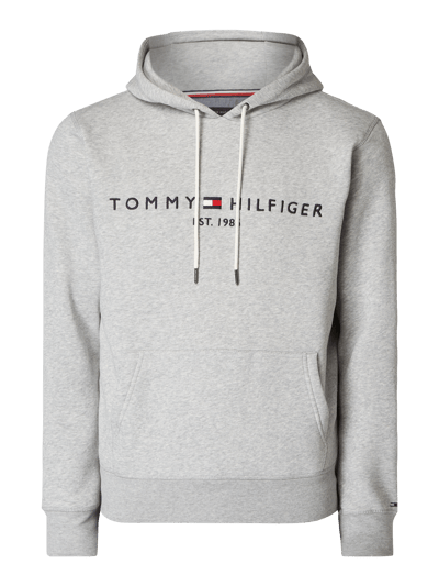 Tommy Hilfiger Bluza z kapturem i wyhaftowanym logo Jasnoszary melanż 2