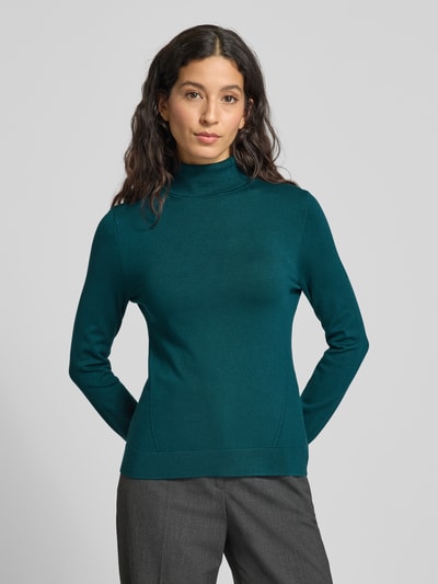 comma Pullover van viscosemix met col Petrol - 4