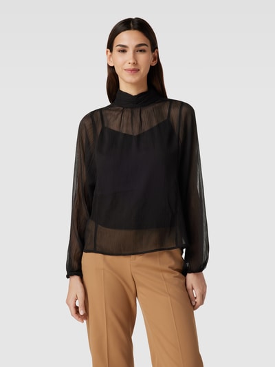 Vero Moda Semitransparentes Blusenshirt mit Stehkragen Modell 'RHEA' Black 4