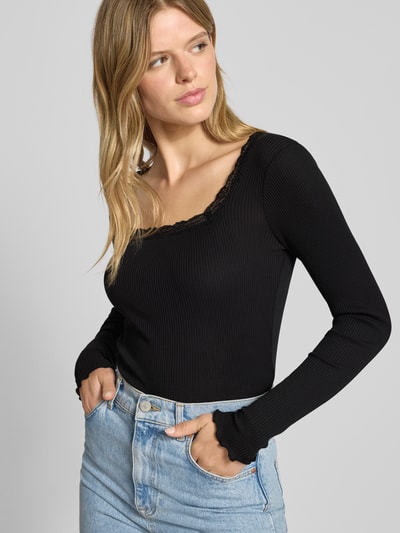 Only Slim fit shirt met lange mouwen van puur katoen, model 'XENA' Zwart - 3