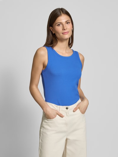 Oui Tanktop in Ripp-Optik Blau 4