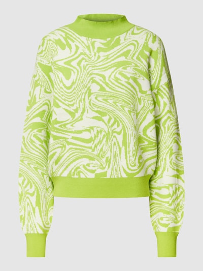 Pieces Gebreide pullover met all-over motief, model 'MILA' Lichtgroen - 2