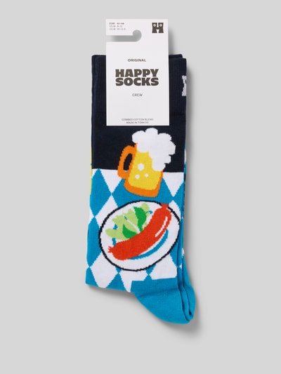 Happy Socks Sokken met motiefstitching, model 'OKTOBERFEST' Koningsblauw - 3