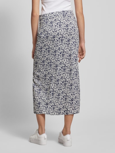 Only Midirok met bloemenmotief, model 'PIPER' Marineblauw - 5