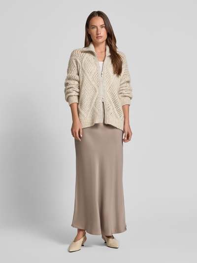 Stefanel Kardigan z mieszanki moheru z dwustronnym zamkiem błyskawicznym Szarobrązowy 1