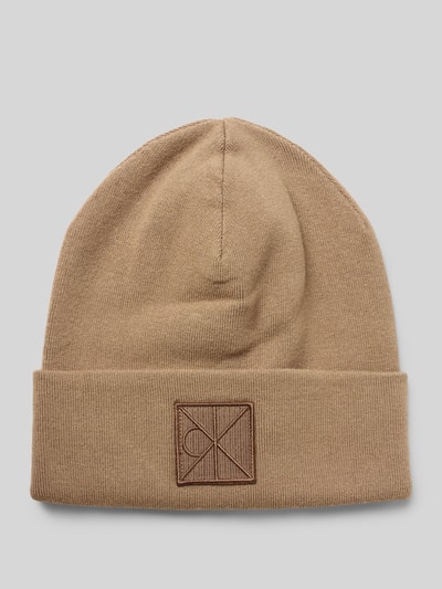 CK Calvin Klein Mütze aus Viskose-Mix mit Logo-Patch Modell 'Bea' Taupe 1