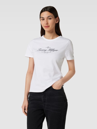 Tommy Hilfiger Slim Fit T-Shirt mit Label-Print Weiss 4