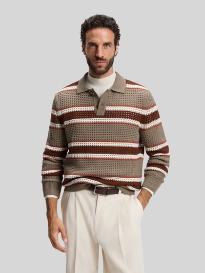 BOSS Pullover aus Schurwolle mit Polokragen Modell 'C-Fincenzo' Beige 4