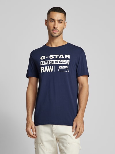 G-Star Raw T-shirt met labelprint Marineblauw - 4