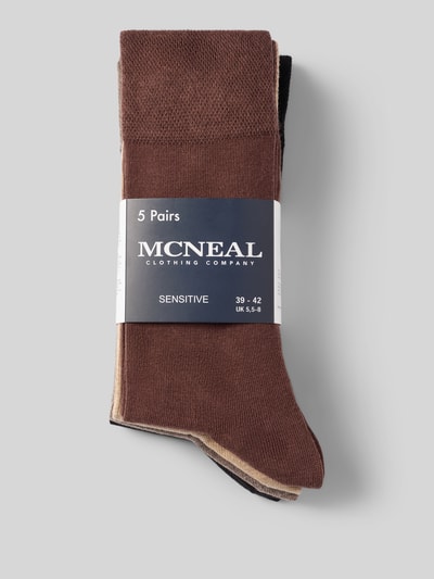 Produktfoto, Socken im 5er-Pack mit gerippten Bündchen von MCNEAL, Mieszanka bawełny z dodatkiem streczu, prążkowane ściągacze, detal z logo