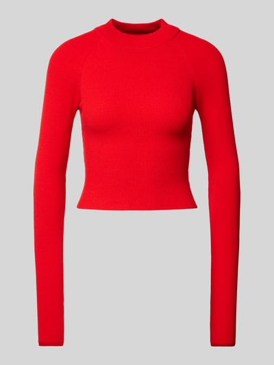 LeGer by Lena Gercke Cropped Longsleeve aus Viskose mit Stehkragen Modell 'Agathe' Dunkelrot 2