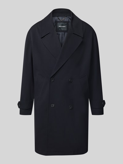 Produktfoto, Trenchcoat mit doppelreihiger Knopfleiste von Antony Morato in Dunkelblau, glatte Textur, Material-Mix mit Viskose-Anteil