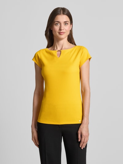 Marc Cain t-shirt z wycięciem Musztardowy 4