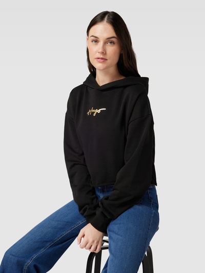 HUGO Hoodie met labelapplicatie, model 'Dephana' Zwart - 3