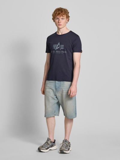 Alpha Industries T-Shirt mit Label-Print Dunkelblau 1