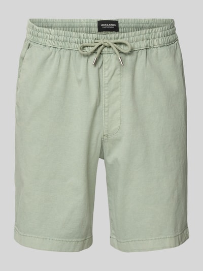 Produktfoto, Shorts mit elastischem Bund Modell 'JAIDEN CARTER' von Jack & Jones aus Baumwoll-Elasthan-Mix, Regular-Fit, Strukturmuster, hellgrün.