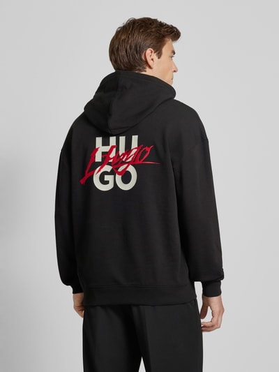 HUGO Hoodie met labelstitching, model 'Dlogolong' Zwart - 5