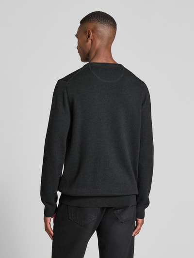 Christian Berg Men Gebreide pullover met ribboorden Donkergrijs gemêleerd - 5