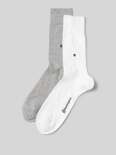 Burlington Socken mit Label-Applikation Modell 'E.day' im 2er-Pack Weiss 1