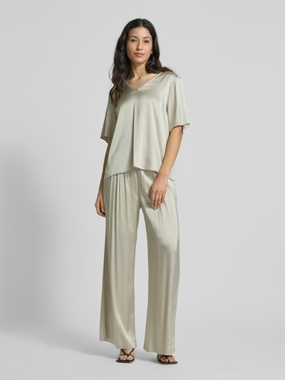 MOS MOSH Wide Leg Stoffhose mit gelegten Falten Modell 'RITA' Sand Melange 1