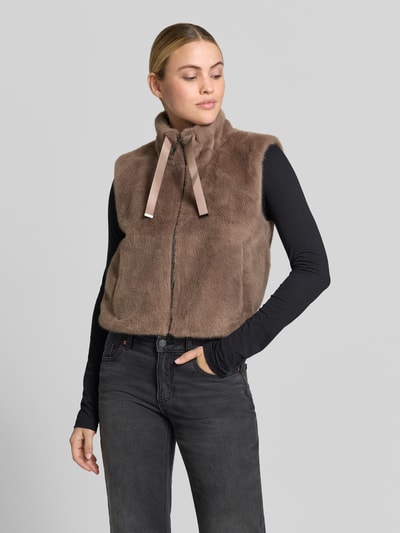 monari Regular fit bodywarmer van imitatiebont Taupe - 4