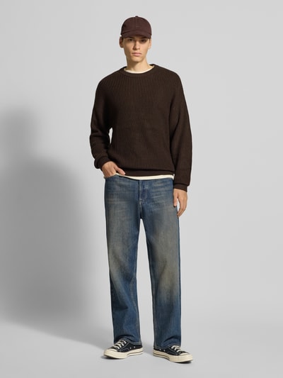 Jack & Jones Sweter z dzianiny z okrągłym dekoltem model ‘KAITO’ Ciemnobrązowy 1