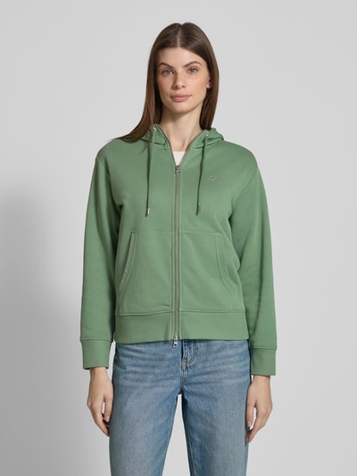 Gant Relaxed fit sweatjack van katoenmix met kangoeroezak Mintgroen - 4