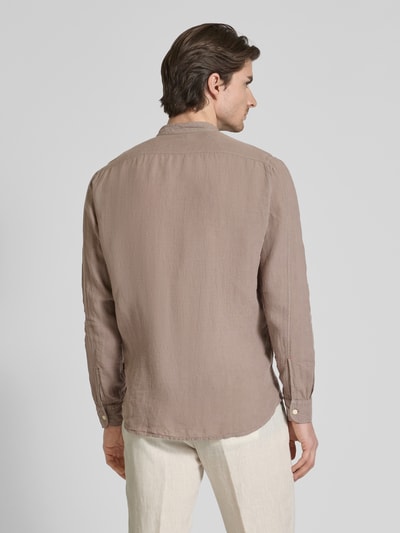 BOSS Orange Regular Fit Leinenhemd mit Stehkragen Modell 'Race' Hellbraun 5
