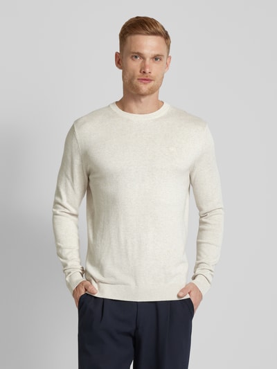 Tom Tailor Strickpullover mit Label-Stitching Modell 'BASIC' Offwhite 4