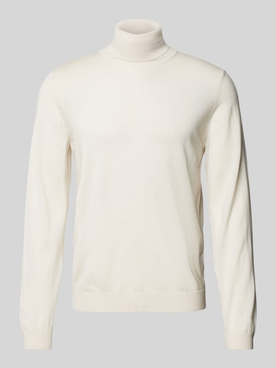 BOSS Gebreide pullover van scheerwol met col Offwhite - 2