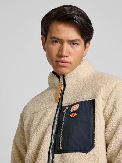 Superdry Fleecejack met opstaande kraag en ritszakken Beige - 3