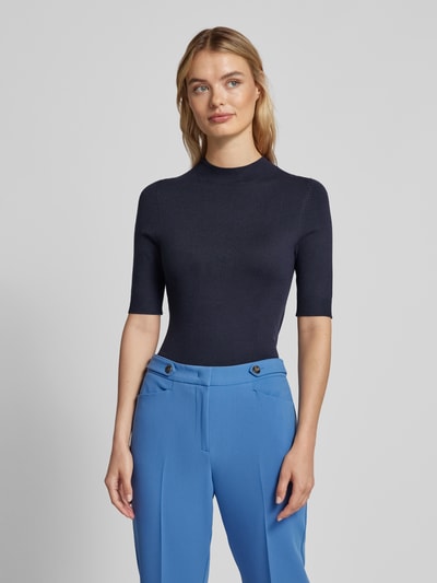 comma Gebreide pullover met 1/2-mouwen en opstaande kraag Marineblauw - 4