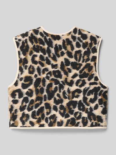 Garcia Regular Fit Weste aus Teddyfell mit Allover-Animal-Print Black 3