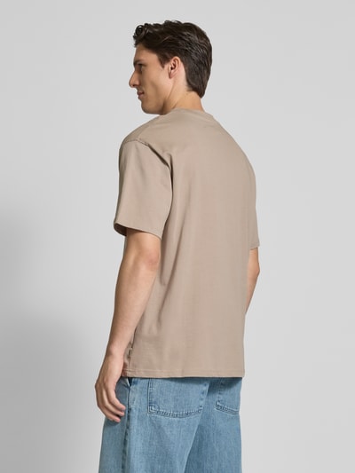 WOODBIRD T-shirt met labelstitching, model 'Baine' Lichtgrijs - 5