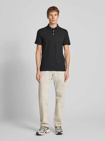 Jack & Jones Regular Fit Poloshirt mit Label-Stitching Modell 'PAULOS' Dunkelgrau Melange 1