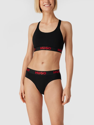 HUGO CLASSIFICATION Bustier met logo in band Zwart - 1