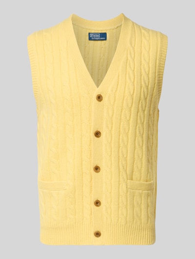 Polo Ralph Lauren Mouwloos vest van een mix van katoen en kasjmier met kabelpatroon Geel - 2