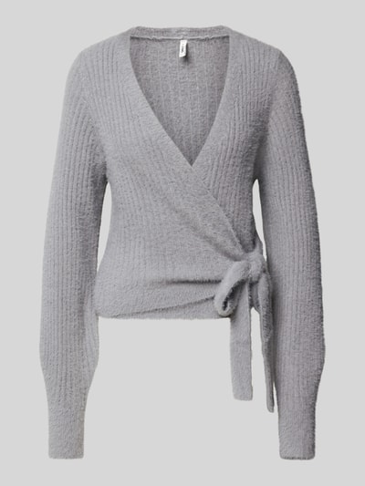 ONLY Kurtka z dzianiny o kroju regular fit z prążkowanym wzorem model ‘AMANDA’ Jasnoszary melanż 2