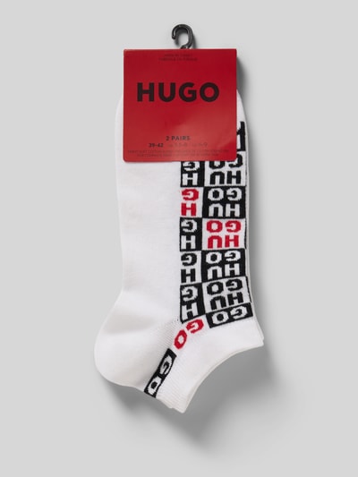 HUGO Skarpety do sneakersów z napisem z logo w zestaw 2 szt. model 'AARON' Biały 3