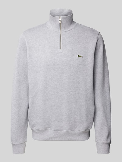 Lacoste Sweatshirt mit Troyer-Kragen Silber Melange 2